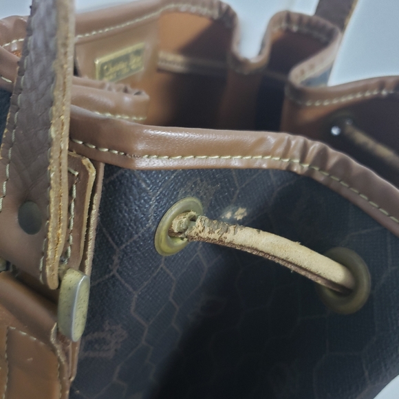 CHRISTIAN DIOR Black Honeycomb Bucket Bag Purse - Picture 11 of 15